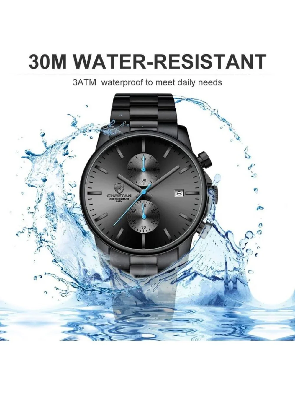 Stylish Men's Waterproof Chronograph Watch - Stainless Steel, Auto Date